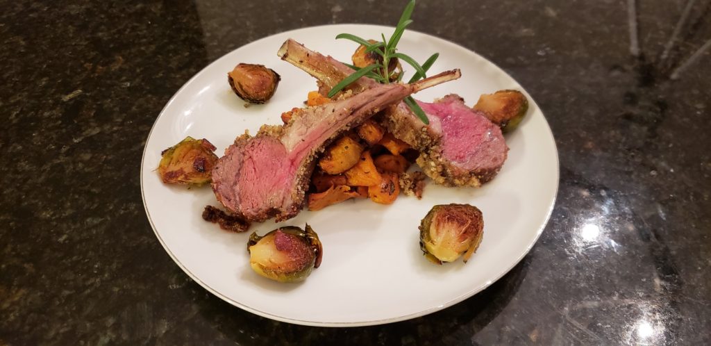 Lamb Chops Sweet Potato Brussel Sprouts