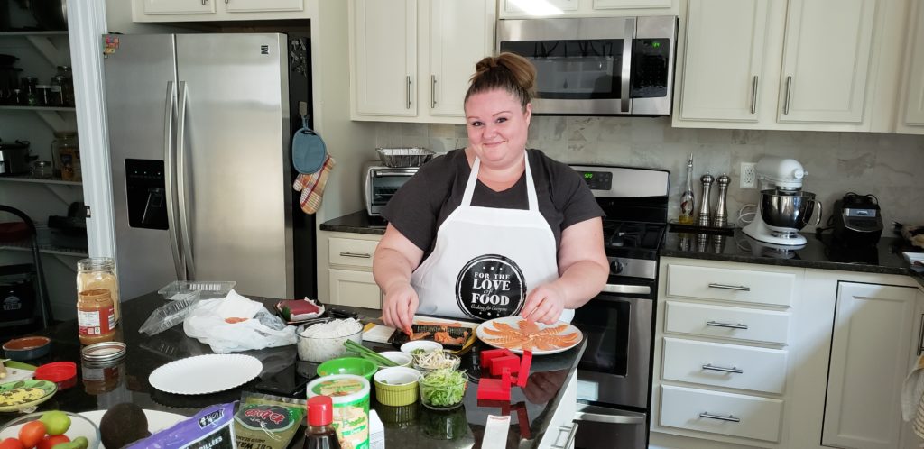 nicole makes sushi at home