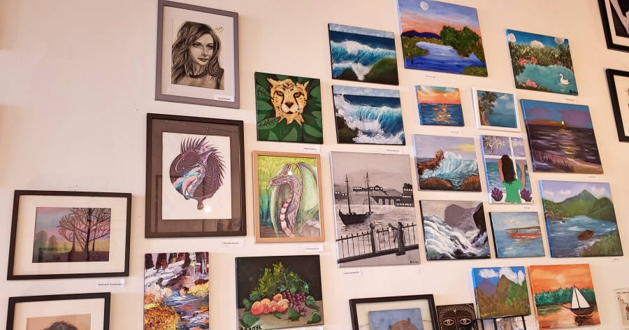 artist paintings on wall