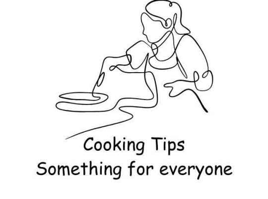black and white graphic of woman cooking